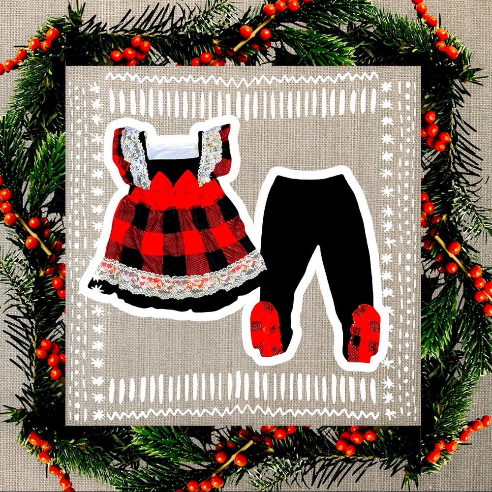 Toddler plaid outfit.